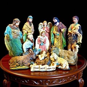 Vintage Nativity Scene 13 Pieces 12” Tall - Beautiful Rare